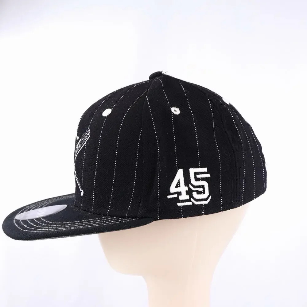 Air Jordan Barons 45 Hat Men Black Pinstripe Jumpman Snap Back Cap